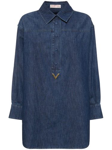 Denim Cotton Shirt Mini Dress - VALENTINO - Modalova