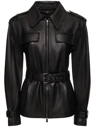 Belted Leather Jacket - ALBERTA FERRETTI - Modalova