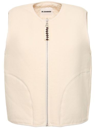 Collarless Cotton Fleece Vest - JIL SANDER - Modalova