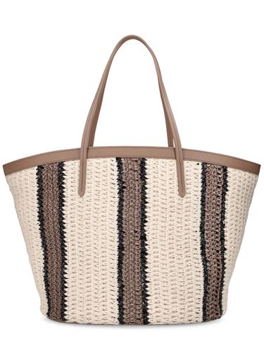 Macro Regimental Straw Effect Tote Bag - BRUNELLO CUCINELLI - Modalova