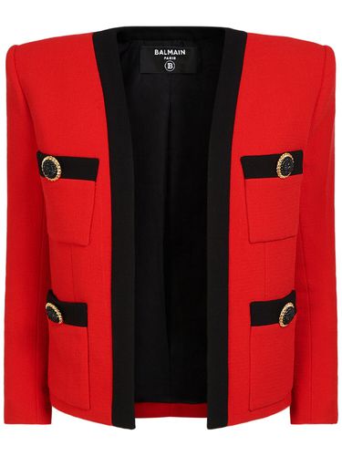 Shawl Collar Double Wool Crepe Jacket - BALMAIN - Modalova