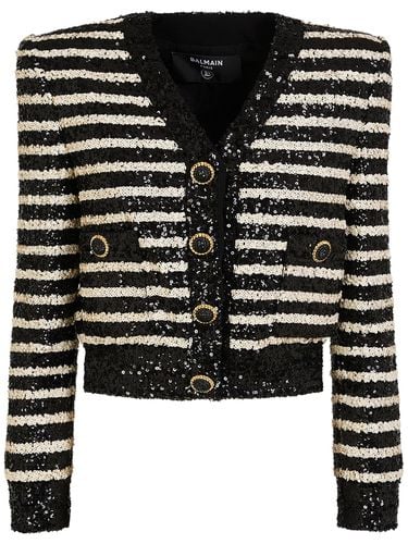 Striped Sequined Jacket - BALMAIN - Modalova