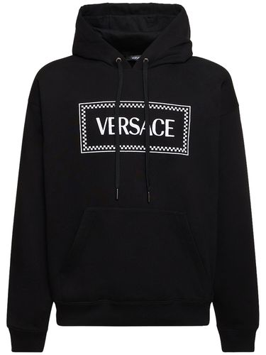 Logo Cotton Hoodie - VERSACE - Modalova