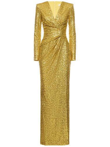 Sequined Draped V-neck Long Dress - ZUHAIR MURAD - Modalova