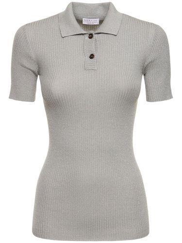 Rib Knit Cashmere Blend Polo Top - BRUNELLO CUCINELLI - Modalova