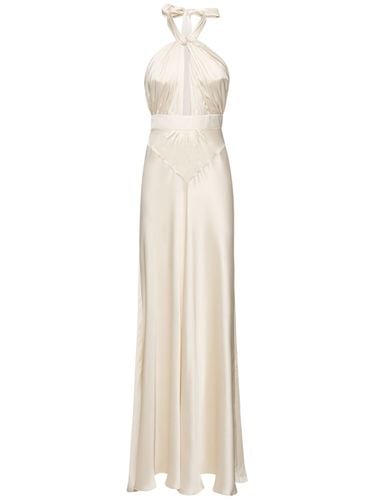 Light Satin Crossed Neckline Long Dress - ZUHAIR MURAD - Modalova