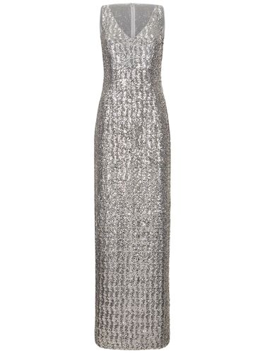 Sequined V-neck Long Dress - MICHAEL KORS COLLECTION - Modalova