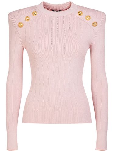 Viscose Knit Long Sleeve Top W/buttons - BALMAIN - Modalova