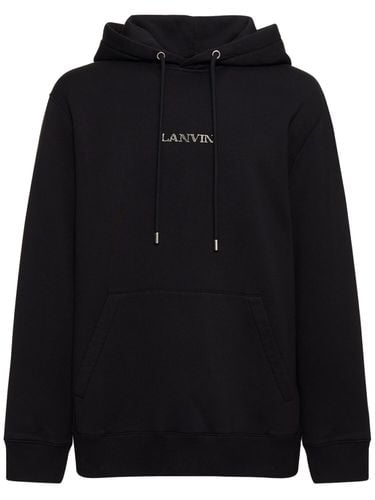 Logo Embroidery Oversized Cotton Hoodie - LANVIN - Modalova