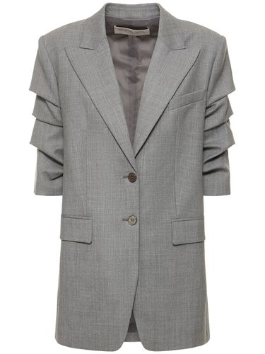 Single Breasted Gathered Wool Jacket - MICHAEL KORS COLLECTION - Modalova