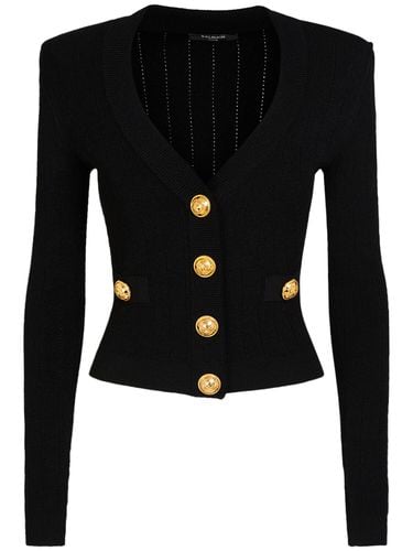 Cropped Viscose Knit Cardigan - BALMAIN - Modalova