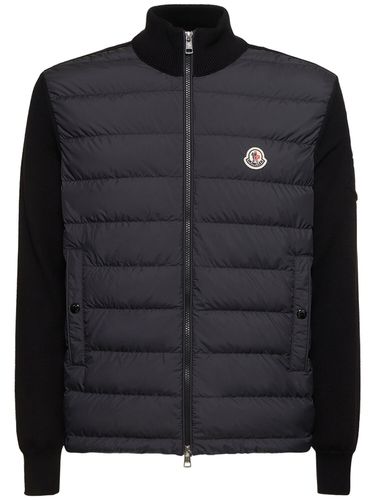 Cotton & Tech Zip-up Cardigan Jacket - MONCLER - Modalova