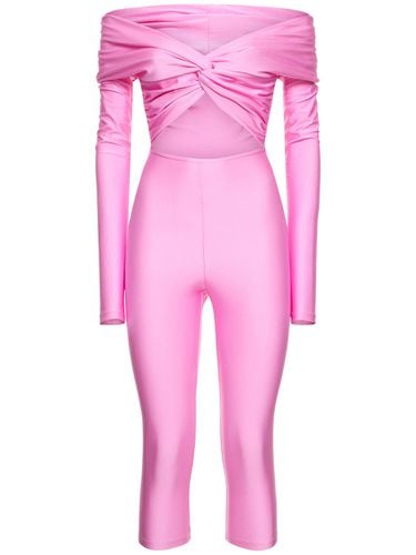 Kendall Shiny Lycra Long Sleeve Jumpsuit - THE ANDAMANE - Modalova