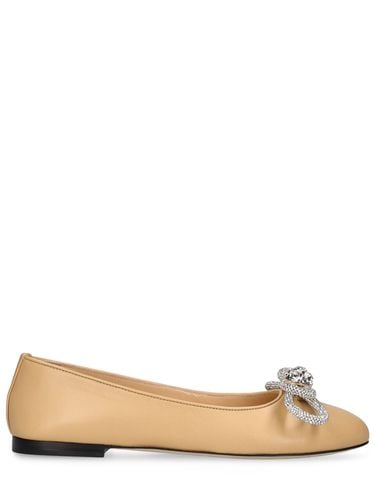 Mm Double Bow Leather Ballerina Flats - MACH & MACH - Modalova