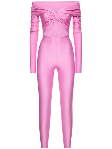 Kendall Shiny Stretch Lycra Jumpsuit - THE ANDAMANE - Modalova