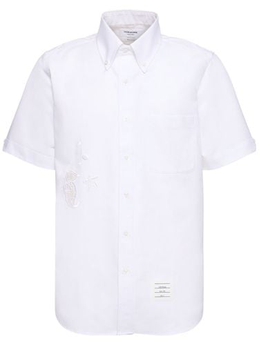 Button Down Cotton Straight Fit Shirt - THOM BROWNE - Modalova