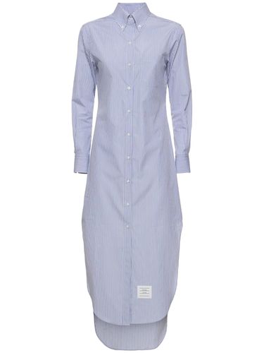 Cotton Poplin Striped Long Shirt Dress - THOM BROWNE - Modalova