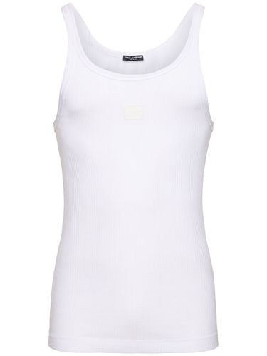 Ribbed Cotton Jersey Tank Top - DOLCE & GABBANA - Modalova