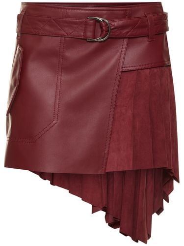 Leather & Suede Pleated Mini Skirt - FERRARI - Modalova