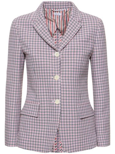 Cotton Check Crepe Jacket - THOM BROWNE - Modalova