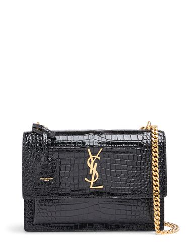 Medium Sunset Croc Embossed Leather Bag - SAINT LAURENT - Modalova