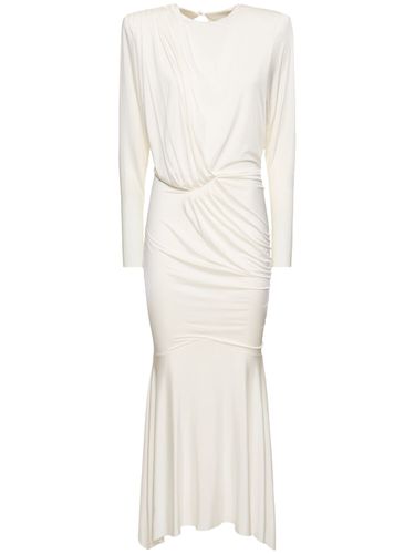 Satin Draped L/s Open Back Long Dress - ALEXANDRE VAUTHIER - Modalova