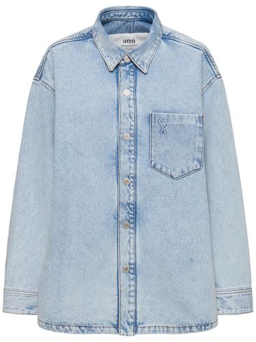 Oversized Adc Cotton Denim Shirt - AMI PARIS - Modalova