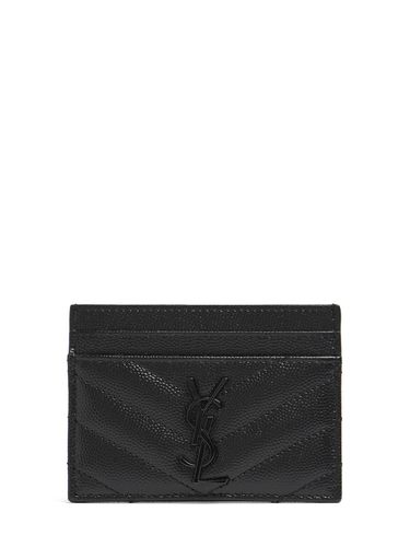 Monogram Grained Leather Card Holder - SAINT LAURENT - Modalova