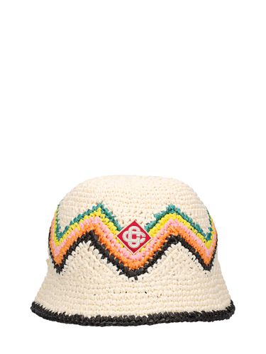 Chevron Raffia Effect Crochet Hat - CASABLANCA - Modalova