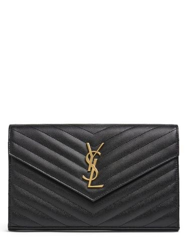 Cartera De Piel Con Cadena - SAINT LAURENT - Modalova