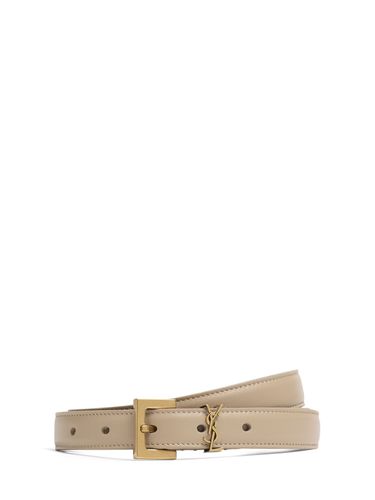 Cm Monogram Leather Belt - SAINT LAURENT - Modalova