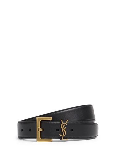 Cm Monogram Leather Belt - SAINT LAURENT - Modalova