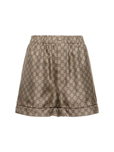 Shorts De Sarga De Seda Estampados - GUCCI - Modalova