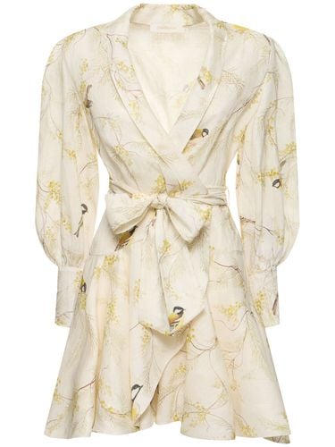 Printed Wraparound Linen Mini Dress - ZIMMERMANN - Modalova