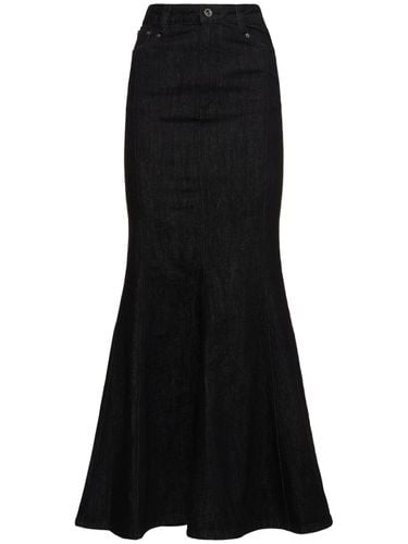 Flared Cotton Denim Maxi Skirt - SELF-PORTRAIT - Modalova