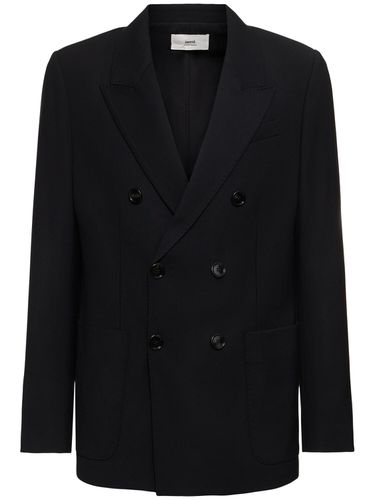 Double Breast Wool Twill Blazer - AMI PARIS - Modalova