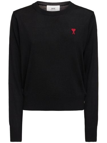 Red Ami De Coeur Wool Crewneck Sweater - AMI PARIS - Modalova