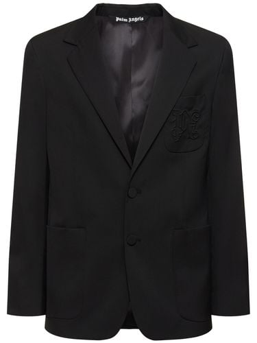 Monogram Wool Blend Pocket Blazer - PALM ANGELS - Modalova