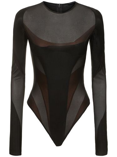 Nylon Jersey Long Sleeve Bodysuit - MUGLER - Modalova