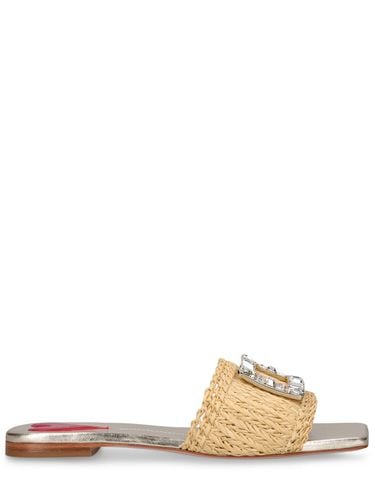 Mm Strass Buckle Raffia Flat Slides - ROGER VIVIER - Modalova