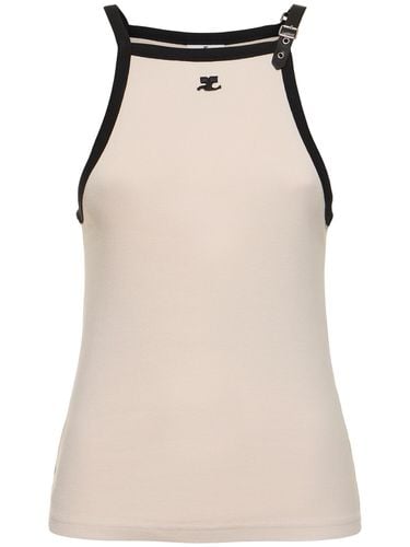 Buckle Contrast Cotton Tank Top - COURREGES - Modalova