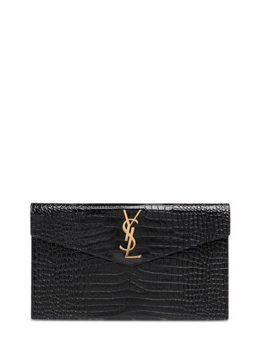 Croc Embossed Leather Pouch - SAINT LAURENT - Modalova