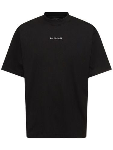 Reflective Logo Cotton T-shirt - BALENCIAGA - Modalova