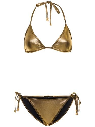 Metallic Triangle Bikini - BALMAIN - Modalova