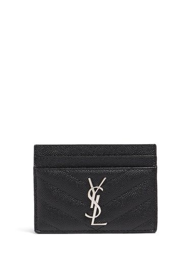 Quilted Leather Card Holder - SAINT LAURENT - Modalova