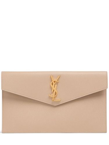 Uptown Leather Clutch - SAINT LAURENT - Modalova