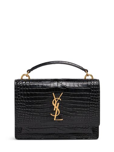 Sunset Croc Embossed Chain Wallet - SAINT LAURENT - Modalova