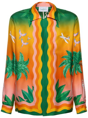 Tennis Club Print Silk Shirt - CASABLANCA - Modalova