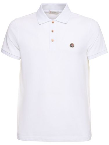 Logo Cotton Polo Shirt - MONCLER - Modalova