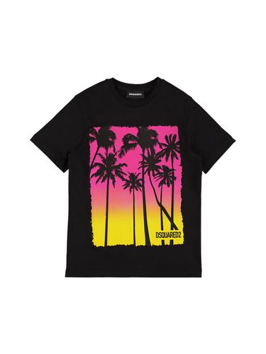 Camiseta De Jersey De Algodón Estampada - DSQUARED2 - Modalova